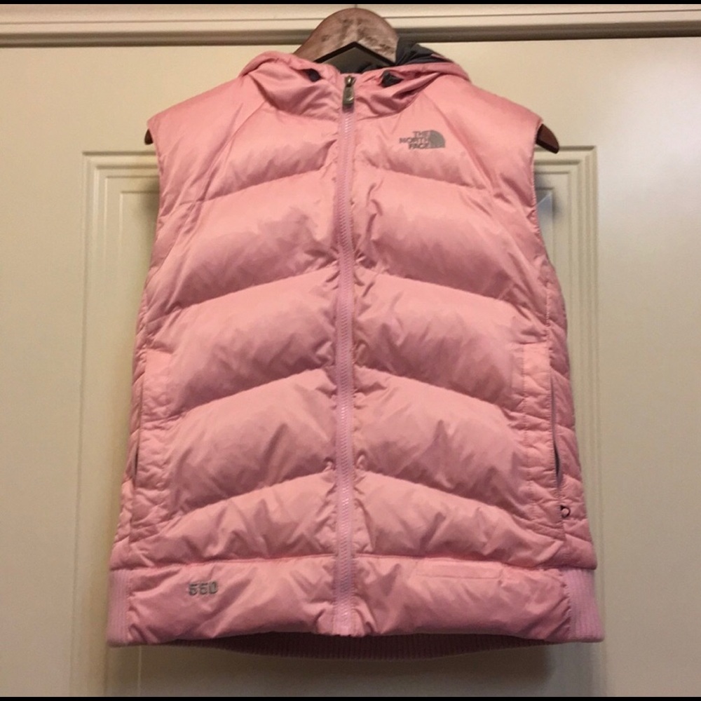 North Face Pink 550 feather hooded vest